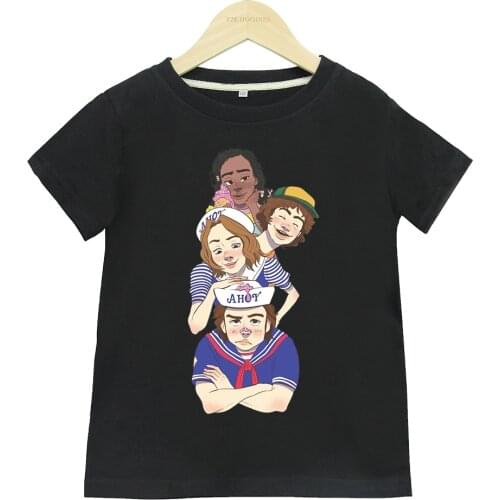 Stranger Things Cartoon Print Short-sleeved T-shirt Boys and Girls Summer Sports and Leisure Short-sleeved T-shirt Clothes