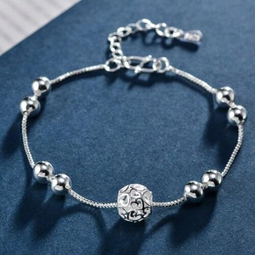 Hot Sale Fashion 925 Sterling Silver Anklet Chain Hollow Ball Pendant Anklets Bracelet Chain For Womens Wedding Jewelry Gift