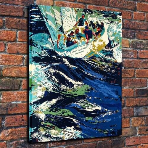 LeRoy Neiman HD Print Modern Abstract The Sea and The Ship Oil Painting on Canvas Poster Wall Art for Living Room Home Decor