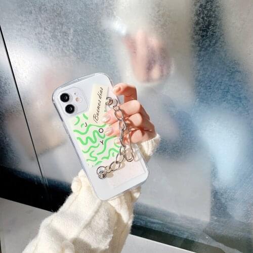 Transparent Cute TPU With Lanyard Chains Phone Case For iPhone 12 11 Pro Max Mini X Xs Max Xr 7 8 Plus Anti-scratch Shockproof