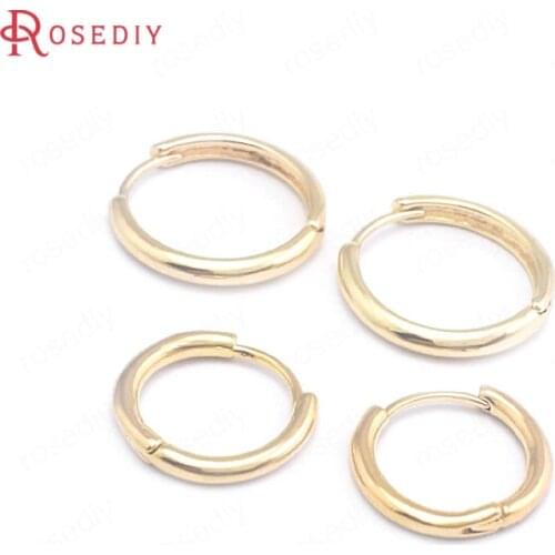 6PCS Diameter 14MM 17MM 24K Gold Color Brass Round Circle Loop Earrings Hoop Jewelry Making Supplies Diy Findings Accessories