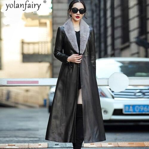 Real Leather Jacket Women Winter Sheepskin Coat female Mink Fur Collar 90% White Duck Down Jackets Parka Mujer Chaqueta 2020