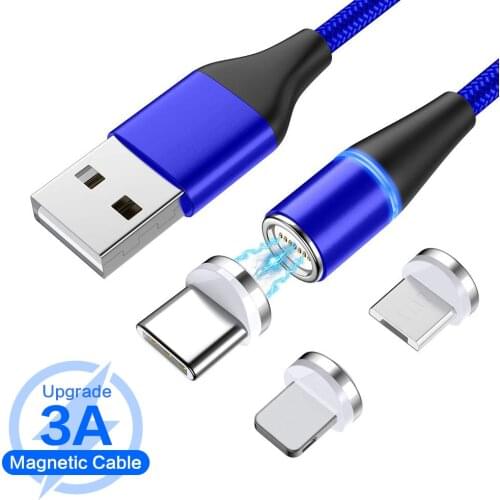 3A Data Fast Magnetic Type C Cable Micro USB Charging Cable for Samsung Xiaomi Magnet USB C Charger Mobile Phone USB Cord