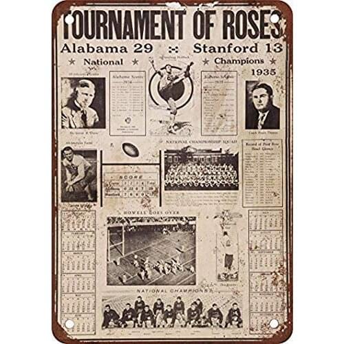 Stevenca Metal Tin Sign 1935 Alabama Rose Bowl Schedule Vintage Look Reproduction Metal Aluminum Sign for Wall Decor 8x12 Inch