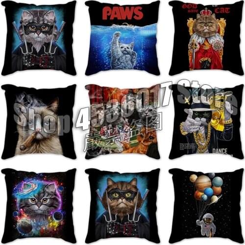 Cute Cat Cushion Cover Cat Pillow Covers for Sofa Home Chair Animals Throw Decorative Pillows 45*45cm Car Pillowcover