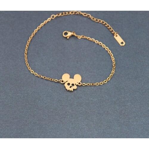 How Sell Cute Mouse Bracelet Women Jewelry Stainless Steel Pulseras Punk Skull Charm Golor Color Animal Bracelets