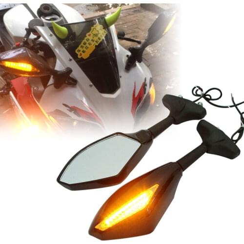 Motorcycle LED Turn Signals Integrated Mirrors For Honda CBR 600 F3 F4 F4I 1000 RR Ninja ZX EX 6R 9R 250R Katana GSX 600 650 750