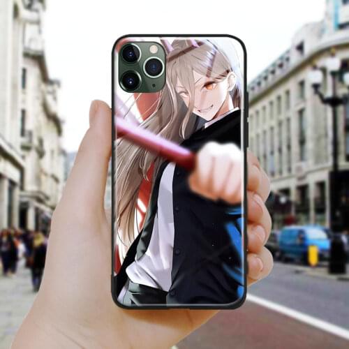 Sexy Power Chainsaw Man manga Soft Silicone Glass Phone Case Cover Shell For iPhone SE 6 6s 7 8 Plus X XR XS 11 12 Mini Pro Max