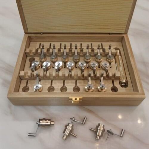 New Watch Mainspring Winder Replacement Barrels for 20PCS Movements Clockwork Watches Repair Tools & Kits with Wooden Box
