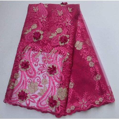 Nigerian Beaded Lace Fabric 2019 High Quality African 3D french tulle lace fabrics 2019 French Tulle Lace Material CEA-10