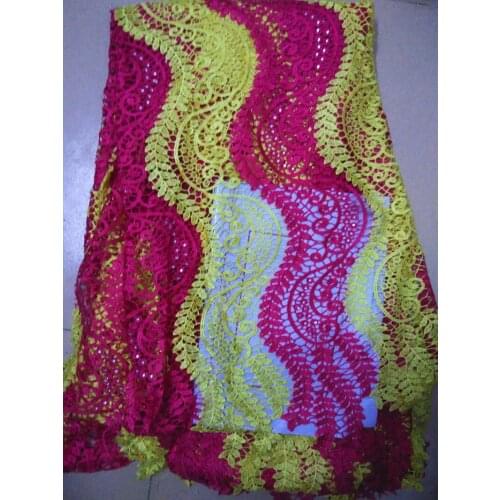 New hot sale African cord lace fabric polyester Water Soluble Nigerial mesh embroidery guipure lace for sewing wedding dress