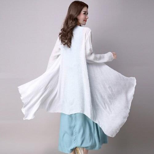 2018 New Summer Plus Size 2 Peice Womens Sets Cotton Linen X Long Open Stitch Coat Sashes Loose Long Dresses Tank Dress Mw193