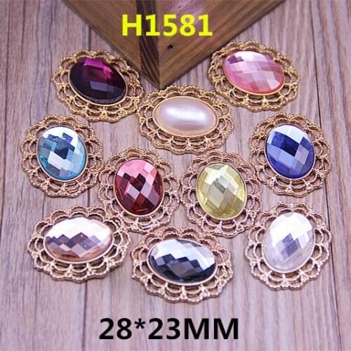 Oval Rhinestone Metal Buttons Decorative For Crafts Embellishments Scrapbooking Flatback Button Clothing Hats Shoe Diy Material