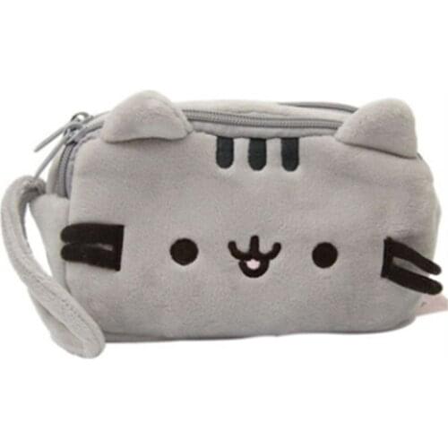 Portable Cartoon Plush Cute Cat Pencil Case Cosmetics Pouchs For Travel Ladies Pouch Women Beauty Cosmetic Bag Organizer
