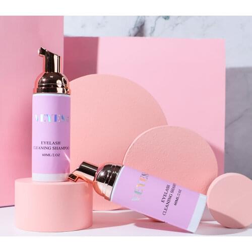 Veyelash 60ml Eyelash Foam Cleanser Shampoo Eyelash Extension Glue Eye Lash Cleaning Foam Pump Design No Stimulation Makeup