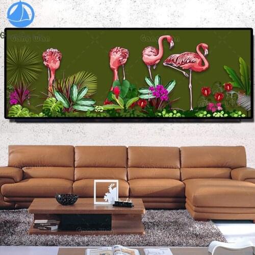 Full Drill Square Round Diamond Painting Flamingo Plants, leaves Art 5D Diy Diamond Embroidered Kits Diamond Mosaic large decor
