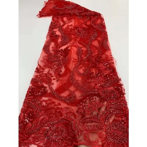 Hot Sale Multicolor French Mesh Lace Fabric Beads Tube Sequins Craft Sewing DIY Design Supplies Party Bridal Skirt Dress 5 Yards