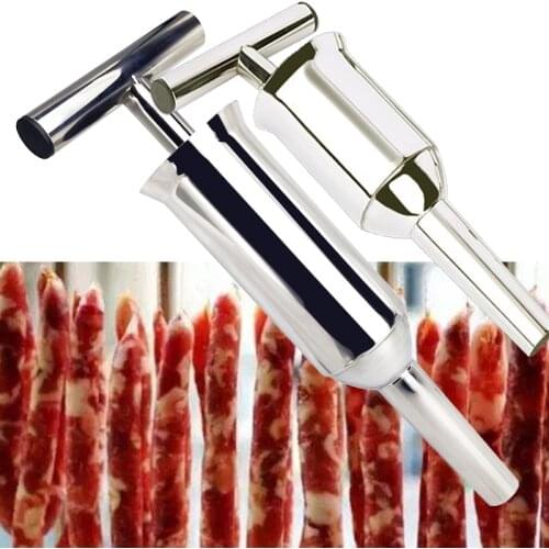 Stainless Steel Manual Push Sausage Maker Sausage Stuffer Tube Meat Filling Tool For Home Food Grade Enema Machine For Household