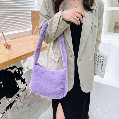 Exquisite Womens Bag Plush Cherry Pattern Printing Shoulder Underarm Bag Fashion Autumn Winter Ladies Large Capacity Handbags