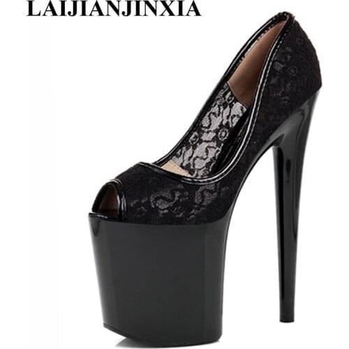 New 20cm high heels for high heels and shallow-toe pumps with a waterproof platform with a single Dance Shoes