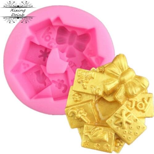 Xixing 3D Christmas decorations chocolate sugar pudding cake decoration Tools Kitchen Baking products gypsum silicone mold