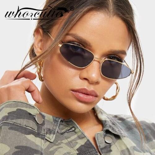 WHO CUTIE Slim Cat Eye 90s Sunglasses Women Retro Brand Designer 2018 Vintage Pink Yellow Red Lens CATEYE Sun Glasses Shades 569