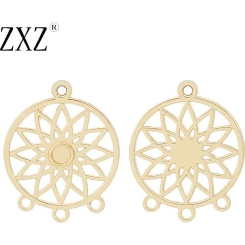 ZXZ 10pcs Gold Tone Dream Catcher Connector Charms Pendants for DIY Necklace Earring Jewelry Making Findings