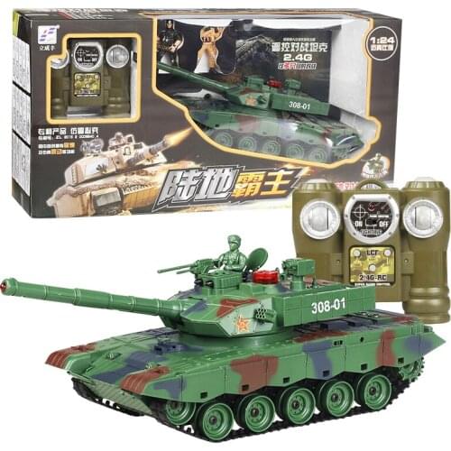 1:24 2.4G Remote Control Battle Tank Fortress 350° free Rotation Gun Tube up and Down 20° Free Adjustment Military Tank Model