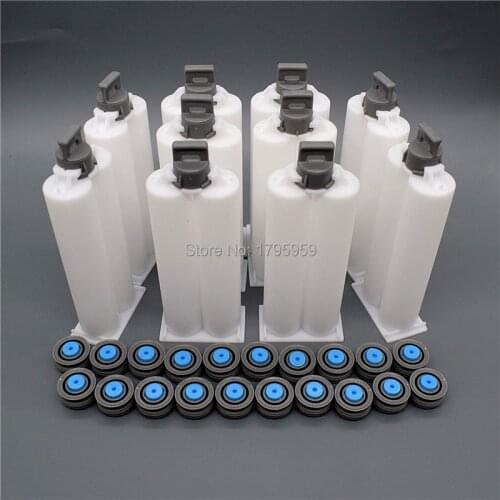 10 Set 50ml 1:1 AB Epoxy Glue Cartridge Barrel PP Disposable Dual Glue Cartridge for Manual Caulking Gun Dispenser Glue Gun Tool