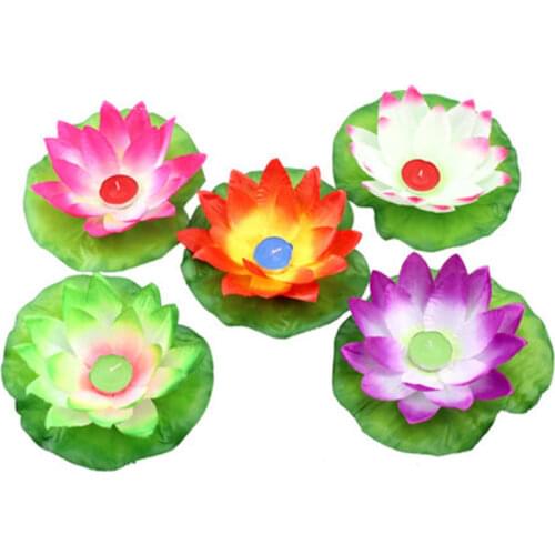 10pcs Floating Lotus Light Pool Pond Garden Water Flower Lamp with Candle Lamp Birthday Wedding Decoration