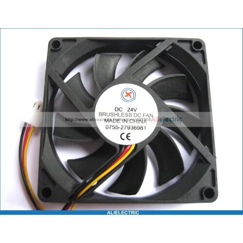 2 Pcs Brushless DC Cooling Fan 9 Blade 24V 8015s 3 Wire