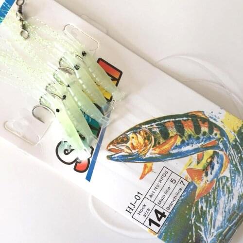 25pcs Soft Fishing Lure Rigs Luminous Shrimp Bait Nylon Line Jigs Lure String hook Fishing Tackle