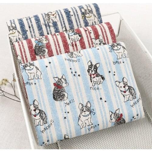 45cm*110cm/Piece, Cartoon Pug Cotton And Hemp Printed Cloth, Clothing Tablecloth, Curtain Puppet Fabric, DIY Handmade Material