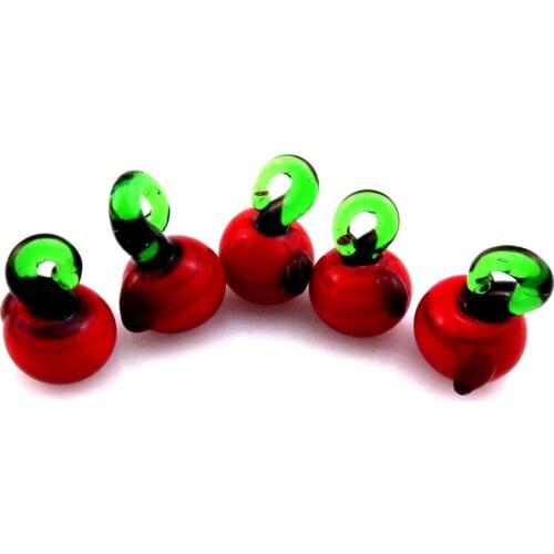 5pcs Red Apple Glass Charms Vegetables Plant Food Shape Pendant Charms Kids Girl DIY Jewelry Making Supplies 21881