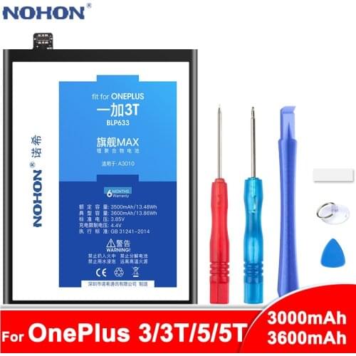 NOHON BLP613 BLP633 BLP637 Original Battery For OnePlus 3 3T 5 5T For One Plus 1+ 3 3T 5 5T Phone Replacement Bateria Free Tools