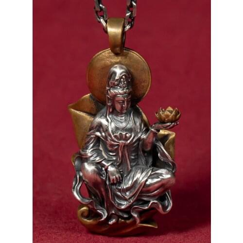 999 Sterling Silver Bodhisattva Buddha handmade amulet Pendant charm jewelry men women jewelry gift A5839
