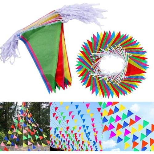 Bunting Banner 164 Feet Multicolor Nylon Pennant Flag Banner 100 Flags for Wedding Birthday Party SUB Sale