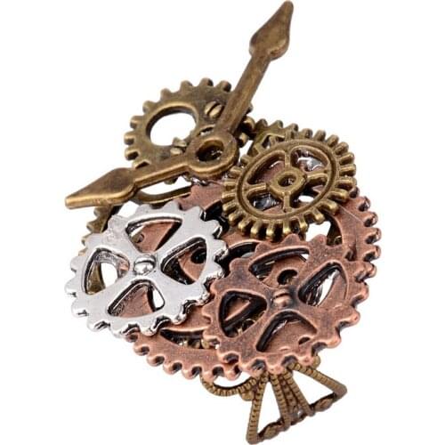 Big Brass Gear Base with 4pcs Small Gears On Oval Surface Steampunk Gears Ring