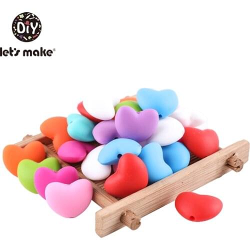 Lets Make Silicone Teething Beads 10pc Baby Toys DIY Handmade Hearts Silicone Teether Beads Silicone Pearl Baby Teether For Kid