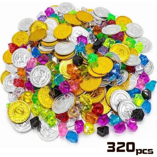 Children Pirate Gold Coin Gemstone Series Toys Activity Draw Props Childrens Game Props Halloween Christmas Gifts