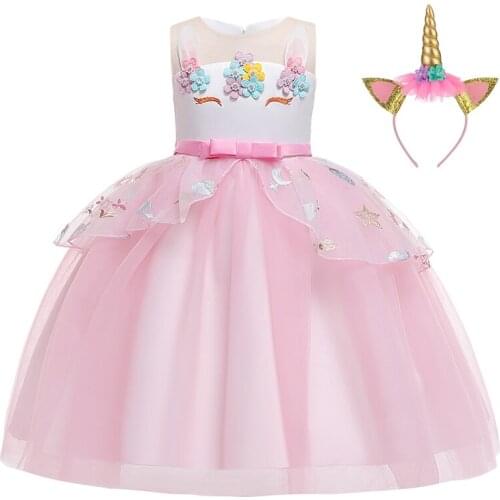 2021 Free Unicorn Dress Kids Dresses For Girls Costume Star Princess Dress Party Christmas Dress Girl Fantasia Infantil Vestidos