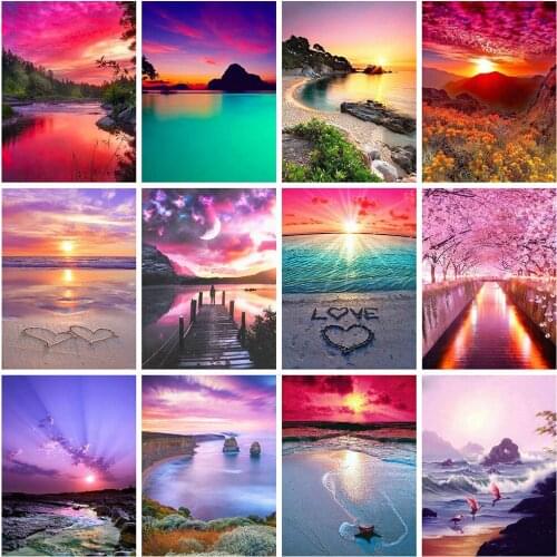 Evershine Diamond Painting Scenery 5D DIY Embroidery Cross Stitch Seaside Rhinestone Pictures Needlework Home Decor Love Gift