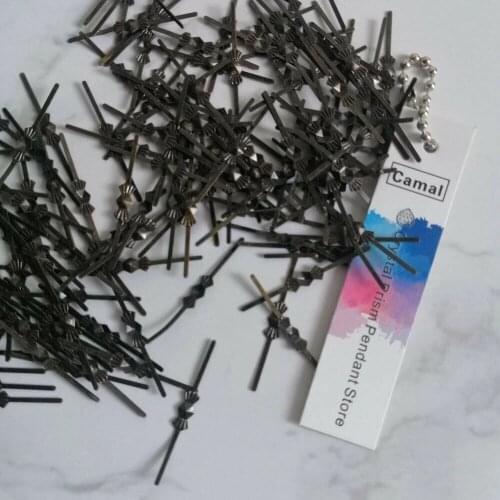 Camal 100pcs 30mm Bronze color Bowtie Pins Copper Crystal Prisms Beads Connectors Butterfly Shaped Chandelier Lamp Parts