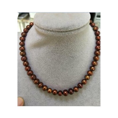 Beautiful 8-9MM Brown Cultured Pearl Necklace 18inch