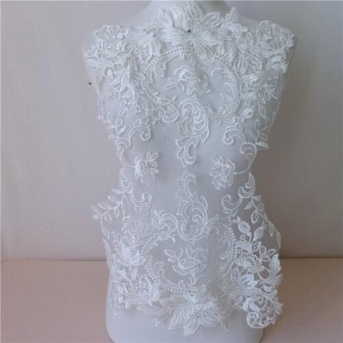 TOOGOOD 1PC Handmade Flower Embroidered Lace Appliques Trims Sewing DIY Wedding Dress Applique 50*19cm
