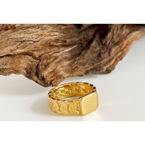 Monlansher Square Geometric Tank Chain Finger Ring Titanium Steel Ring for Unisex Minimalist Trendy Statement Rings Jewelry 2021