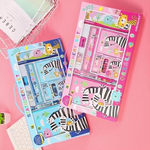 Cartoon Pencil Case Crayon Ruler Earser Sharpener 9 In 1 Stationery Set For Kindergarten Boy Girls Kids Gift School Student