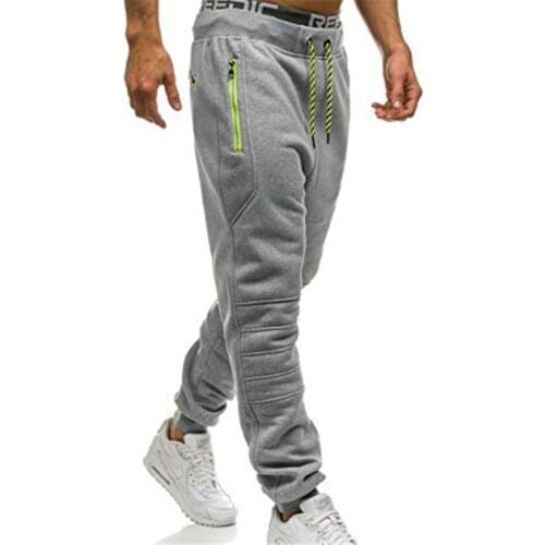 Sweatpants Men Zipper Pockets Solid Color pantalon hombre Casual Trousers Men Clothes 2018 Joggers Pants Man fashion Street Wear