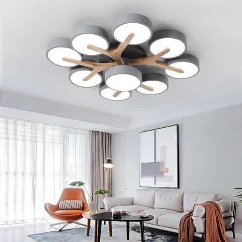 LED Ceiling Lamp for Living Room Modern Lights Chandelier Bedroom Wooden Decor Lampshade Study Kitchen Indoor Lighting Fixtures
