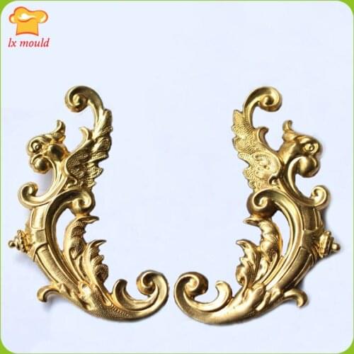 New Baroque Big Curved Leaf Retro Brooch FondantDry Pace Silicone Mold